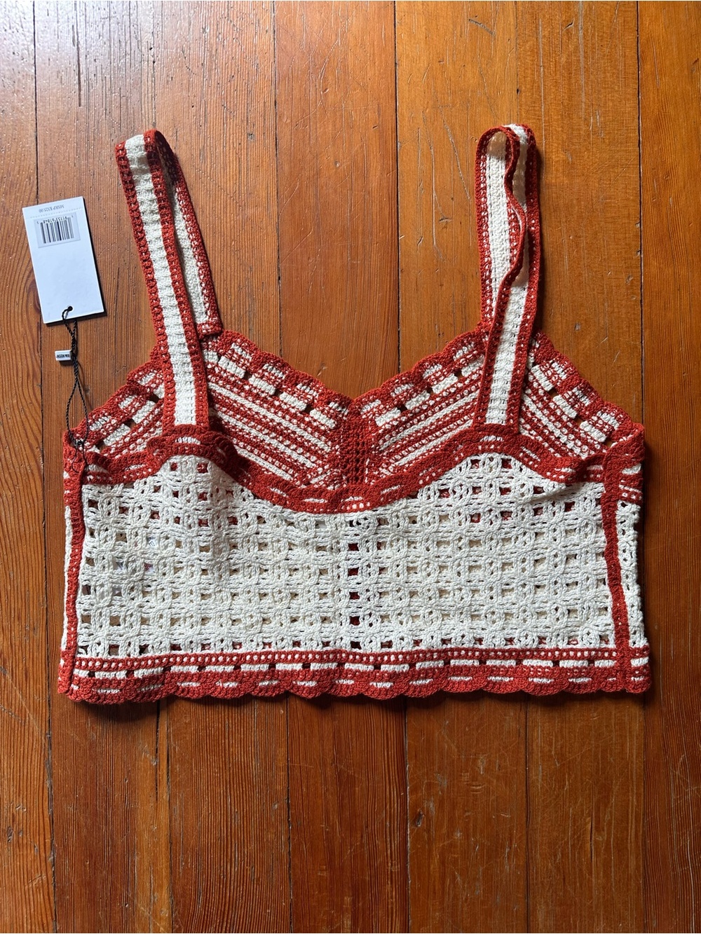 NWT Jason Wu Red & Cream Crochet Bralette - Picture 10 of 12